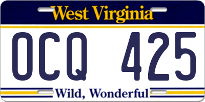 WV license plate OCQ425