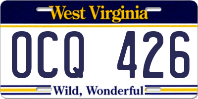 WV license plate OCQ426
