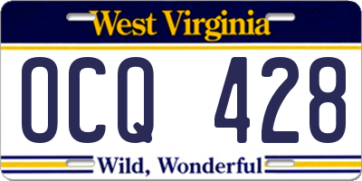 WV license plate OCQ428