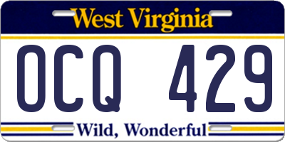WV license plate OCQ429