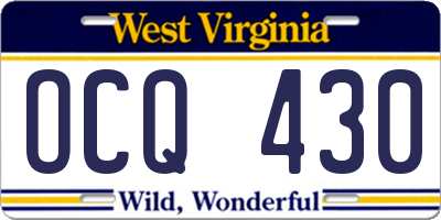 WV license plate OCQ430