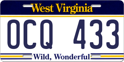 WV license plate OCQ433