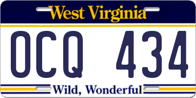 WV license plate OCQ434