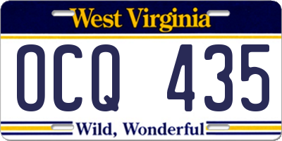 WV license plate OCQ435