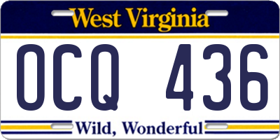 WV license plate OCQ436