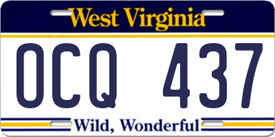 WV license plate OCQ437