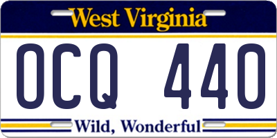 WV license plate OCQ440