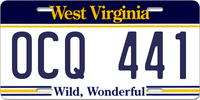 WV license plate OCQ441