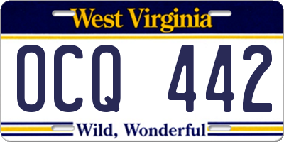 WV license plate OCQ442