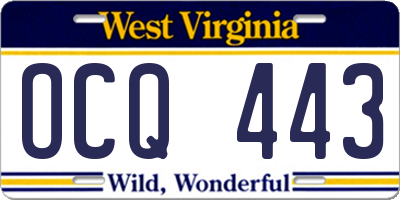 WV license plate OCQ443