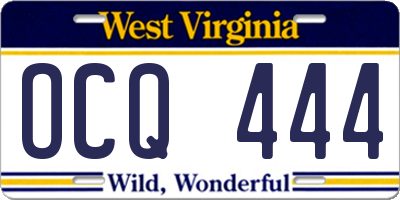 WV license plate OCQ444