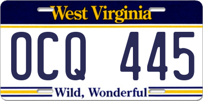 WV license plate OCQ445
