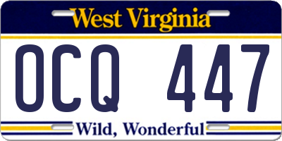 WV license plate OCQ447