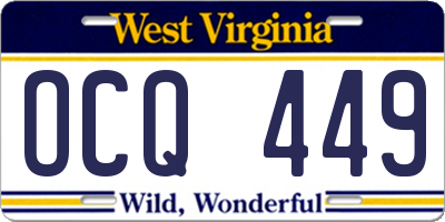 WV license plate OCQ449
