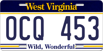 WV license plate OCQ453