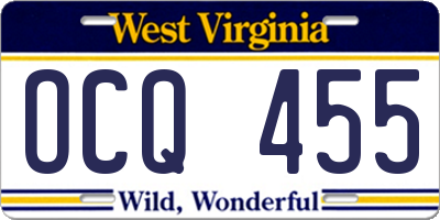 WV license plate OCQ455
