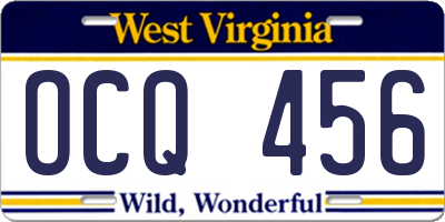 WV license plate OCQ456