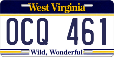 WV license plate OCQ461