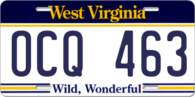 WV license plate OCQ463