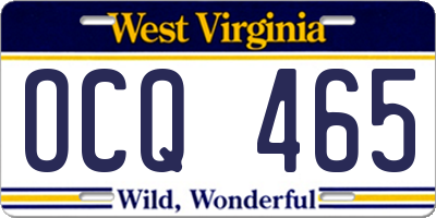 WV license plate OCQ465