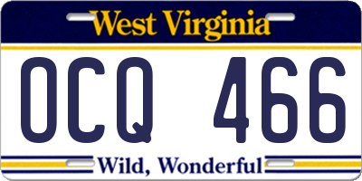 WV license plate OCQ466