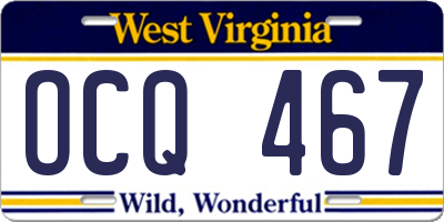 WV license plate OCQ467