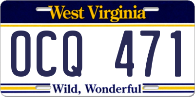 WV license plate OCQ471