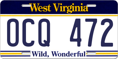 WV license plate OCQ472