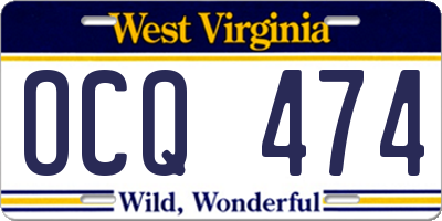 WV license plate OCQ474