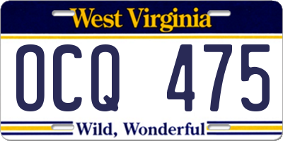 WV license plate OCQ475