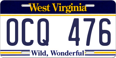 WV license plate OCQ476