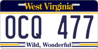 WV license plate OCQ477