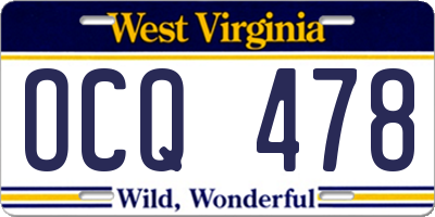 WV license plate OCQ478