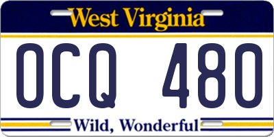 WV license plate OCQ480