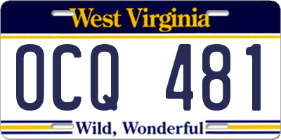 WV license plate OCQ481