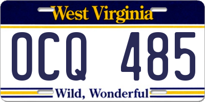 WV license plate OCQ485