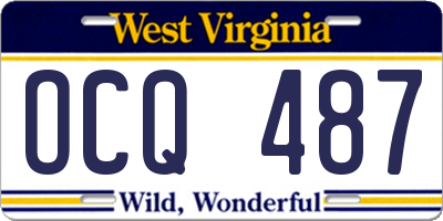 WV license plate OCQ487