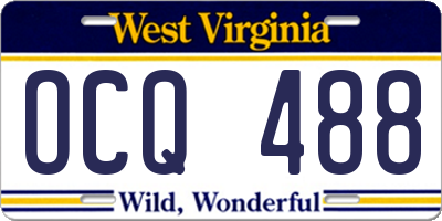 WV license plate OCQ488