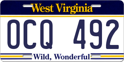 WV license plate OCQ492