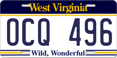 WV license plate OCQ496