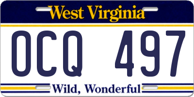 WV license plate OCQ497