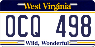 WV license plate OCQ498