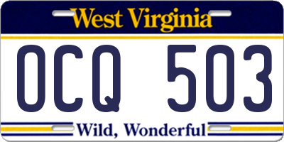 WV license plate OCQ503