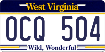 WV license plate OCQ504