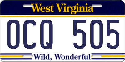 WV license plate OCQ505