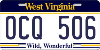 WV license plate OCQ506