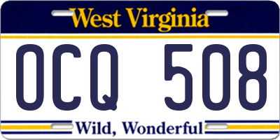 WV license plate OCQ508