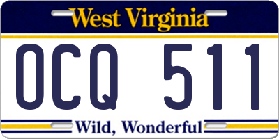 WV license plate OCQ511