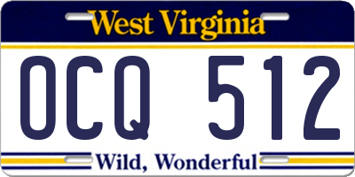 WV license plate OCQ512