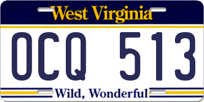 WV license plate OCQ513